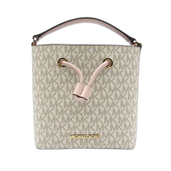 Michael Kors Handbags - Michael Kors Suri Small Pink and Cream Logo Crossbody Bag
